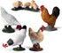 Farm Animals Figurines, 5 Piece Simulated Farm Chicken Animal Toy Statue Realistic Chicken Farm Animals Figurines Cake Topper Toy Set, Chicken Mod...