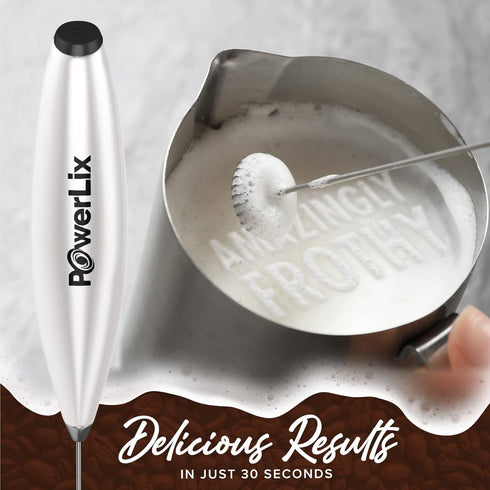PowerLix Milk Frother Handheld Battery Operated Electric Whisk Beater Foam Maker For Coffee, Latte, Cappuccino, Hot Chocolate, Durable Mini Drink ...