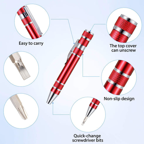 Mudder Pen Screwdriver Gifts Multitool Handy Tool 8 in 1 Magnetic Pocket Screwdriver Multi Precision Function for Mini Gadgets Repair(4 Pieces)...