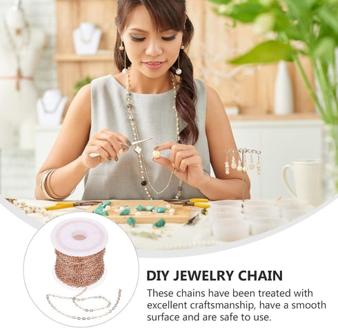 TEHAUX 1 Roll DIY Copper Chain Chains for Jewelry Making Earrings Anklets Connector Extender Copper Necklace Charm Holder for Necklace Jewelry Bra...