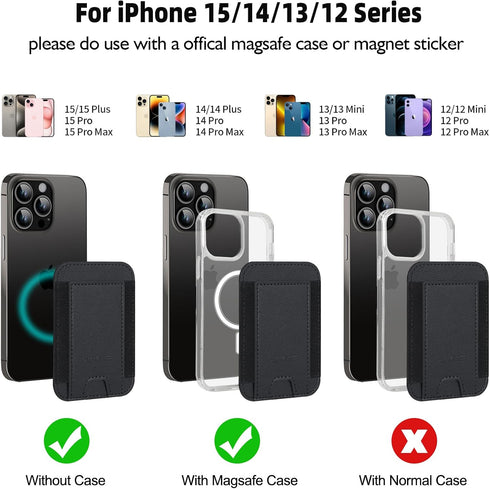 HiWe for MagSafe Wallet, Magnetic Card Wallet Holder for iPhone 15/14/13/12 Series, Leather Wallet, Fit 6 Cards, Slim, RFID Blocking, Black...