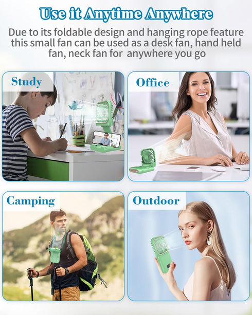 Mini Fan Handheld Foldable Fan,USB Personal Fans Portable Rechargeable Battery Fan 3 Speeds,Small Handheld Fan Cute Face Cooling Fan Quiet Fan Cor...