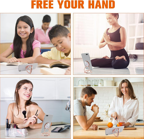 Cell Phone Ring Holder Finger Kickstand, 360° Rotation Metal Cellphone Back Grip Foldable Cell Phone Stand Adjustable Phone Holder Compatible with...