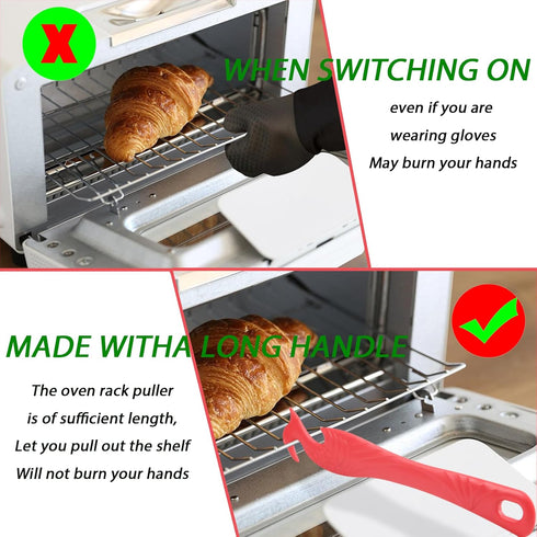 Oven Rack Push Pull Tool 2-Pack oven rack puller push pull stick tool(11 Inch), oven rack pullers with longer handle suitable for oven, toaster ov...