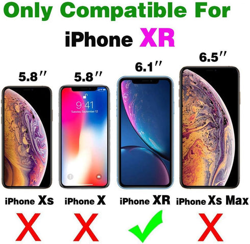 Compatible with iPhone XR 6.1 Wallet Case Crossbody Strap Leather Zipper Credit Card Holder Clasp Stand Cell Accessories Phone Cover for iPhoneXR ...