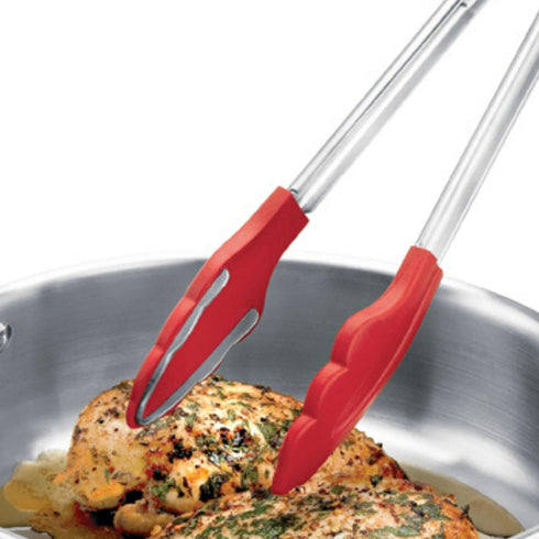 Browne & Co Cuisipro 12-Inch Silicone Tongs with Teeth, Red...
