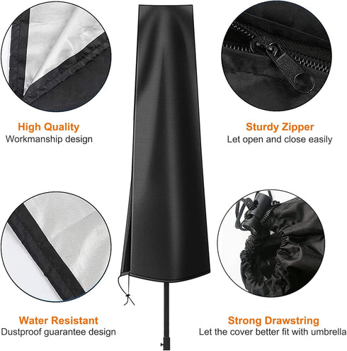 OKPOW Umbrella Cover 420D Oxford Fabric Patio Umbrella Covers Waterproof with Zip, for 9ft to 12ft Garden Outdoor Umbrella (Black)...