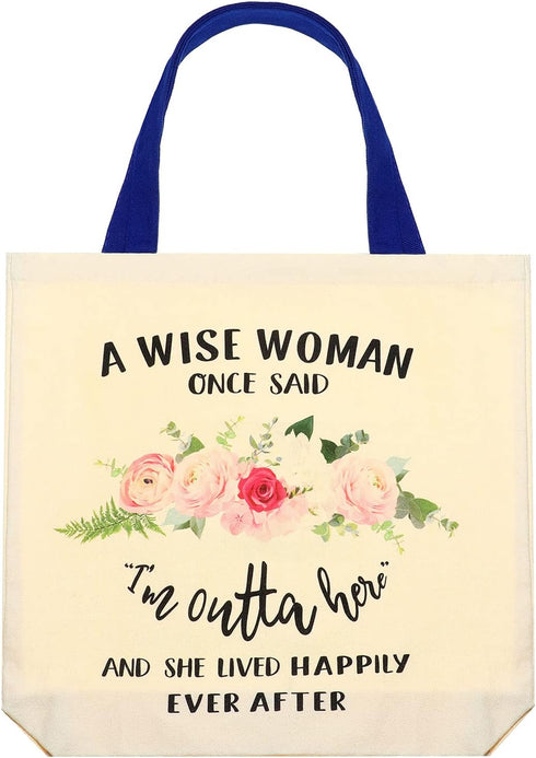 Saintrygo Retirement Bag Retirement Canvas Tote Bag with Funny Flower Inspirational Canvas Handbag Large Grocery Shopping Handbag for Valentine Gi...