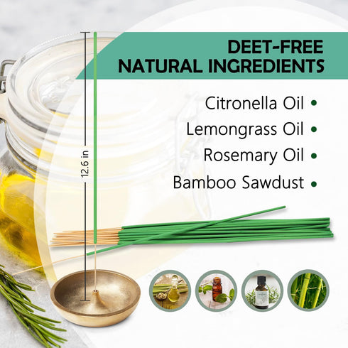 Mosquito Repellent Incense Sticks Outdoor Patio, 60pcs Citronella Repellent Incense Sticks, Deet Free Natural Organic Mosquito Barrier Mosquito Re...