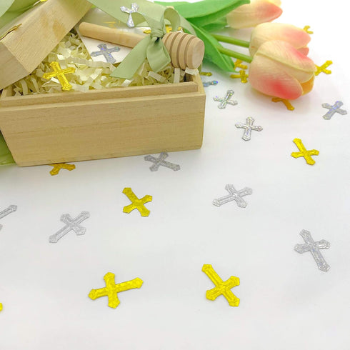 Cross Confetti | Glitter Confetti Sprinkles for Xmas Bridal Baptism Thanksgiving Memorial Day Festival Decorations | Metallic Foil | 45g 1.6OZ 100...