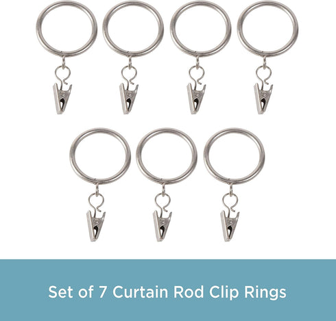 Kenney A58720012 Classic Clip Rings for Rods up to 1-Inch Diameter, Satin Nickel, 7-Pack...