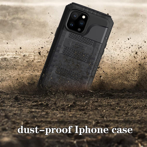 Marrkey Waterproof Case for iPhone 14, Heavy Duty Durable Metal Full Body Built-in Screen Protection Case Shockproof Dustproof Rugged Military Gra...