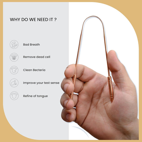 TONGUE CLEANER FOR ADULT .100% GENUINE 1 PC .COPPER + 1 PC STAINLESS STEEL TONGUE SCRAPER STOP BAD BREATHE.1 ACERO INOXIDABLE + 1 COBRE., brown...