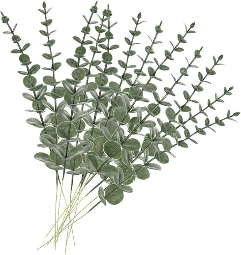 12 Pcs Artificial Eucalyptus Leaves Stems Real Touch Green Leaf for Wedding Arrangements Bouquet Office Party Centerpieces Garden Outdoor Ceremony...