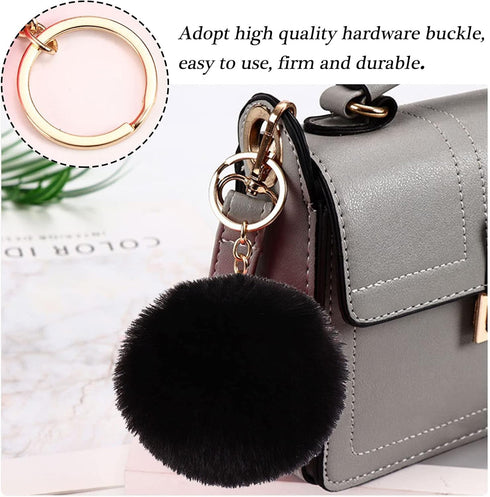 4PCS Set Fluffy Steering Wheel Covers with Handbrake Cover&Gear Shift Cover&Plush Keychain Furry Steering Wheel Cover for Women Girl Fashion Warm ...