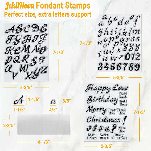 4 PCS Alphabet Letter Fondant Stamps for Biscuit Cake Cookie, Upgraded Food Grade Alphabet Cake Stamp Tool Uppercase Extra Spare Lowercase Numbers...