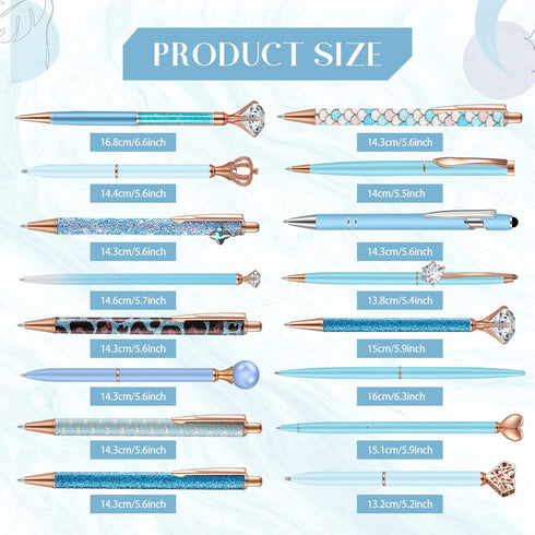 16 Pcs Ballpoint Pens Set Metal Crystal Diamond Pen Glitter Pens for Journaling Pretty Cute Pens Black Ink Retractable Fancy Pens Gifts for Women ...