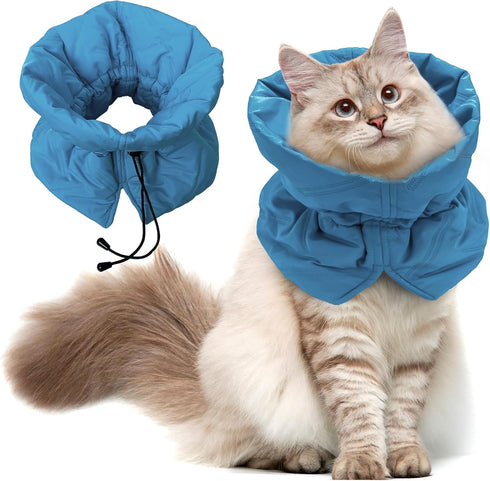Cat Recovery Collar, Soft Adjustable Cat Cone Alternative, Lightweight Waterproof Fasteners Collars for Cats Kittens Puppies, After Surgery Stop L...