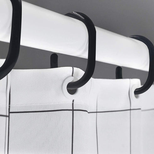Black Shower Curtain Hooks, 24pcs Plastic Shower Curtain Rings, C Rings Hook Hanger for Bathroom Shower Window Rod...
