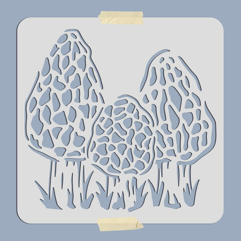 Morel Mushroom Stencil Mushroom Painting Stencils Mushroom Grass Pattern 11.8×11.8 Inch Reusable Garden Stencils for Painting on Wood, Floor, Wall...