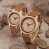 BOBO BIRD Men's Women's Bamboo Wooden Watch with Brown Cowhide Leather Strap Analog Quartz Casual Watches...