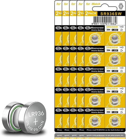 50 Pack SR936SW 394 Watch Battery,Replacement AG9, SR45, SG9, LR45 LR936 G9 194 1.55V Alkaline Button Cell Batteries...