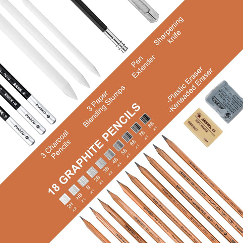 YunQiDeer Drawing Pencils, Art Supplies Sketch Pencils Kit for Kids Adults, Professional Charcoal Sketching Graphite Art Pencils Set...