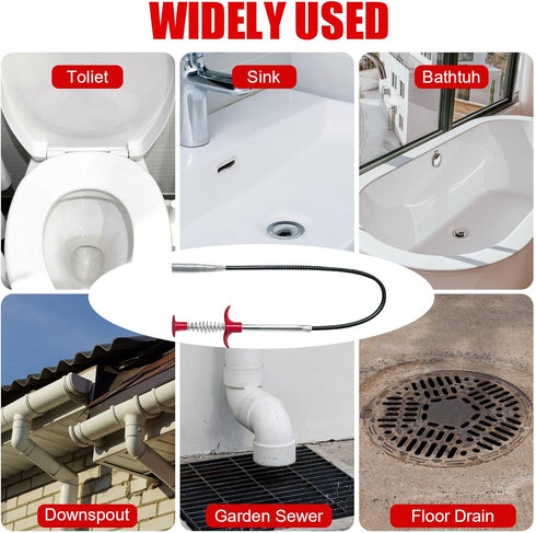 Drain Snake Hair Drain Clog Remover Tool - Sink Drain Cleaner for Sewer Kitchen Bathroom Shower Tub Toilet Clogged Drains Opener Cleaning Tool, Fl...