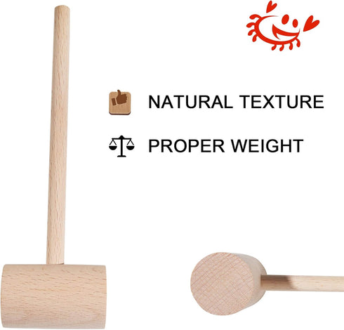 4Pcs Wooden Hammers, Natural Hardwood Crab Lobster Seafood Mallets...