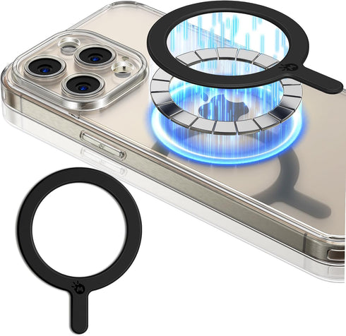 MagSafe Sticker Magnet Adapter Ring - Universal Magnetic Conversion Kit for iPhone, Samsung, Pixel, Kindle (1 Pack, Black)...
