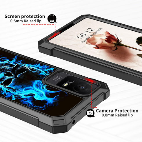 for TCL ION X Case,TCL ION V Phone Case with Glass Screen Protector,Heavy Duty Rugged Hard PC & Soft TPU Bumper Shockproof Protective Phone Case f...