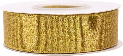 1 Inch Glitter Gold Ribbon, Ribbon for Gift Wrapping, Holiday Party, Wedding Decorations, 25 Yards Fabric Ribbon for Balloons, Sewing, and Floral ...