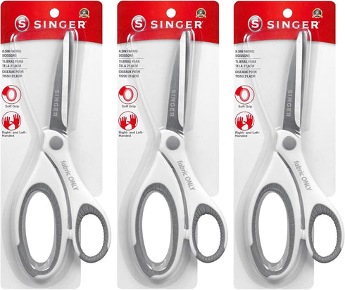SINGER 8-1/2 Inch Sewing Fabric Scissors with Comfort Grips, Set of 3...