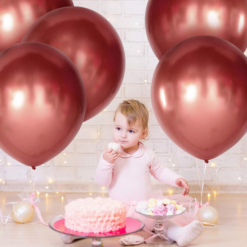 10 Pieces 18 Inch Metallic Balloons Shiny Latex Balloons for Birthday Wedding Party Decoration (Rose Gold)...