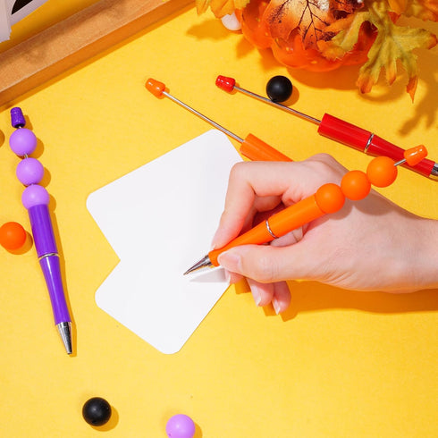 30Pcs Beadable Pens Plastic Bead Pen Black Ink Ballpoint Pens Diy Pens Cute Cool Pens for Halloween Kids Girls Students Teacher Bridal Graduation ...