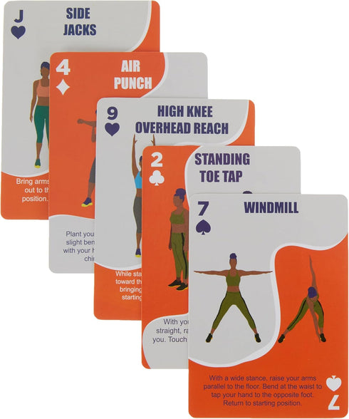 Low-Impact Exercise Playing Cards | 52-Card Deck | Bodyweight | All Fitness Levels | Strength Training and Cardio | at-Home Workout | Family Game ...