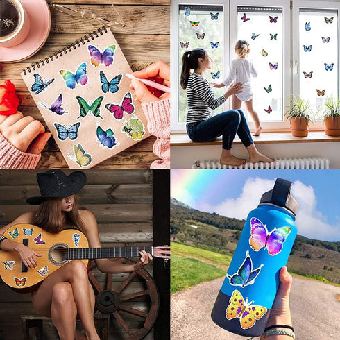 Butterfly Stickers Set, Gift for Kids Teen, Cute Waterproof Vinyl Decals for Travel Luggage Suitcase Laptop Water Bottle Skateboard Bike Helmet Gu...