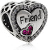 Friend Charm 925 Sterling Silver Friendship Charm Heart Charm Anniversary Charm for DIY Charms Bracelet...