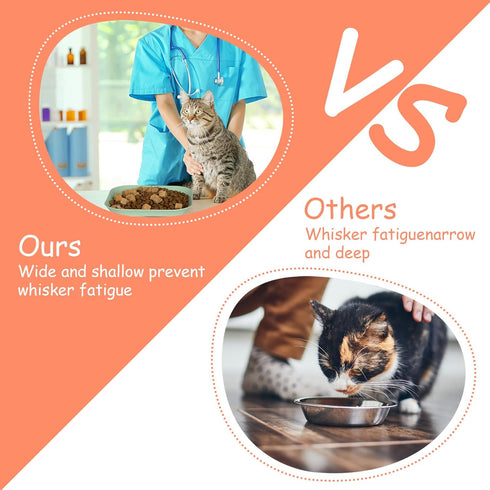Whisker Fatigue Relief Cat Bowl, 6 Inch Shallow Cat Food Dish Cat Wet Feeding Bowls Wide and Small Pet Plate for Kittens and Short Legged Cat (4Pc...