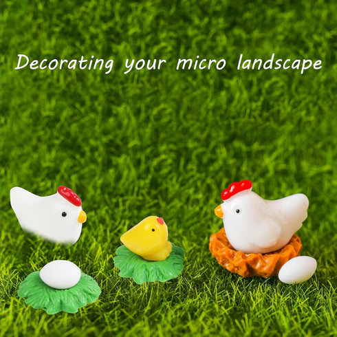 CCINEE 30PCS Chicken Family Fairy Garden Accessories Chicken Hen Egg Miniature Figurines Fairy Garden Mini DIY Ornament Micro Landscape Decoration...