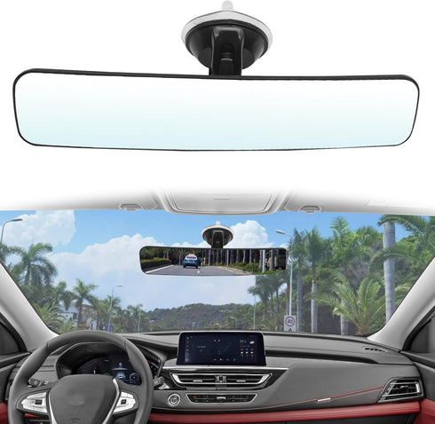 Anti Glare Reduce Blind Spots Convex Wide Angle Hd Auto Inside Rearview Mirror 360 Degrees Adjustable Car Rear View Mirror with Suction Cup Compat...