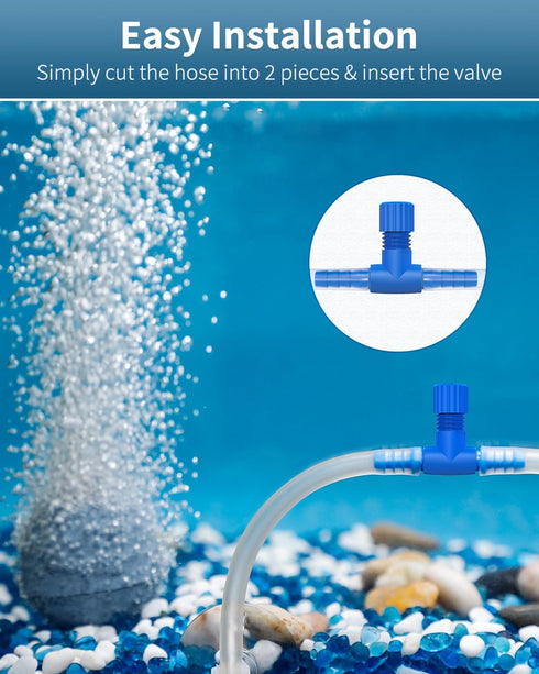 Pawfly Aquarium Air Control Valves for 3/16" ID Airline Tubing Single Way Plastic Air Flow Controllers Regulators Adjustable Blue Hose Connectors ...