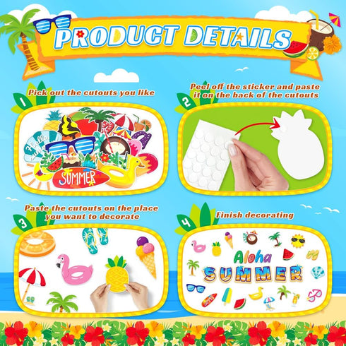 Summer Cutouts 77 Pcs Summer Beach Cut Outs Bulletin Board Summer Decorations for Classroom Cut-Outs with 160 Glue Points for School Summer Theme ...