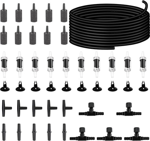 32.8 feet Aquarium Airline tubing Hose 10 air Stone for Fish Tank 10 Aquarium one Way air Check Value for Fish Tank 10 Aquarium Suction Cups 5 Eac...