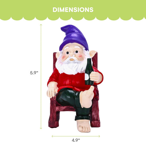 Noa Store Gnomes Outdoor Decorations - Funny Garden Gnome Figurine on a Rocking Chair Holding a Drink - Statue for Lawn, Outdoor, Bathroom Decor -...