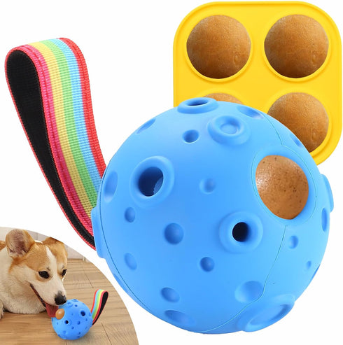 Yikko Treat Dispensing Dog Ball Toy, Durable Fillable Dog Treat Toys, Interactive Dog Chew Toys for Large Medium Small Dogs, Easy Clean Rubber Out...