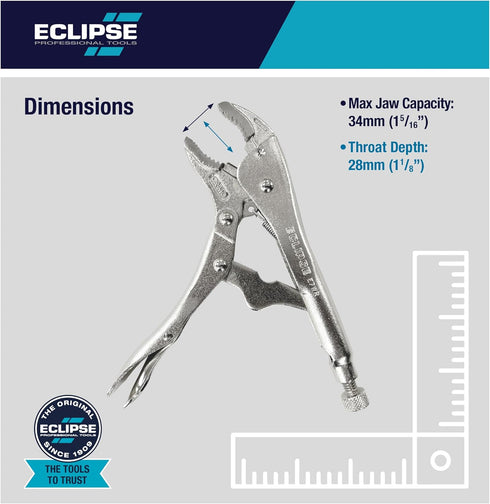Eclipse Professional Tools E7WR 7 Inch Curved Jaw Locking Pliers with Wire Cutters (7" / 175mm)...