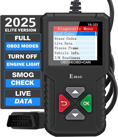 2025 Ver. EDIAG OBD2 Scanner YA-101 Auto Code Reader for Check Engine Light,O2 Sensor,EVAP Test,On-Board Monitor Test,Smog Check,OBD2 Diagnostic S...