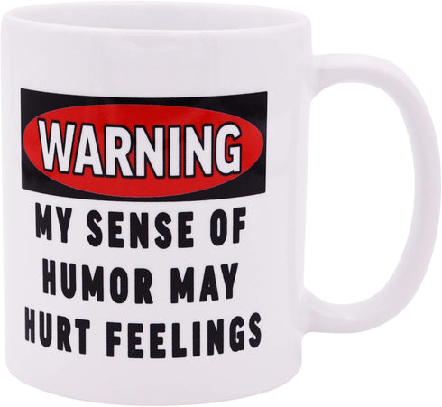 Rogue River Tactical Sarcastic Funny Coffee Mug Warning My Sense of Humor May Hurt Feelings Novelty Cup...
