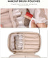 Pocmimut Makeup Bag, Leather Make Up Bag Travel Cosmetic Bags for Women, Large Wide-open Makeup Bag Double Layer Toiletry Bag Make Up Organizer Ca...